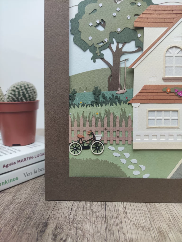 Maison - Cadre personnalisable en papier d'une maison