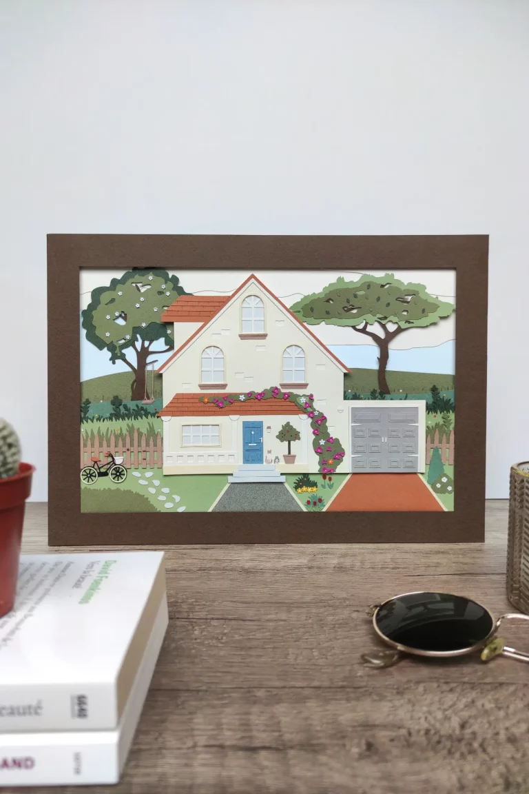 Maison - Cadre personnalisable en papier d'une maison
