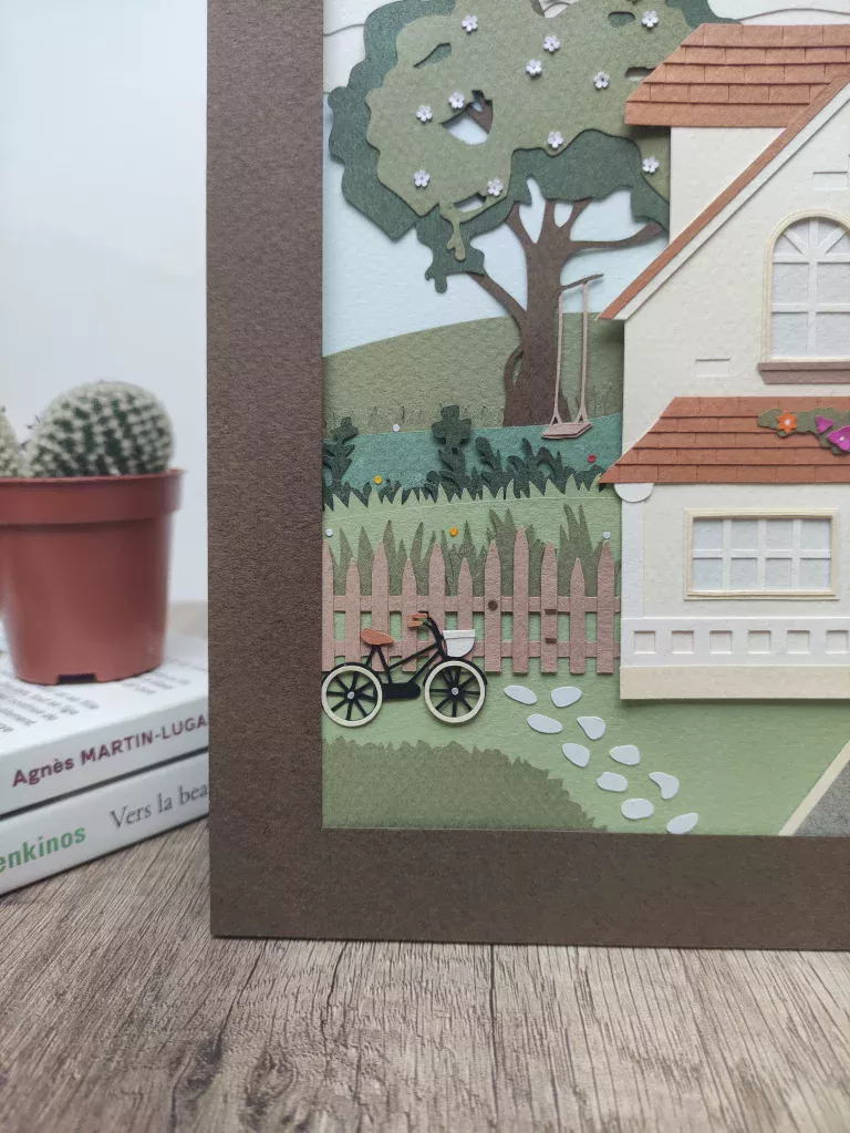 Maison - Cadre personnalisable en papier d'une maison